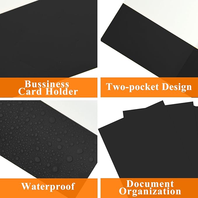 pmybupo 25Pcs Black Two-Pocket Heavyweight File Folder,Letter Size,Paper File Folder for School Office Home Bussines