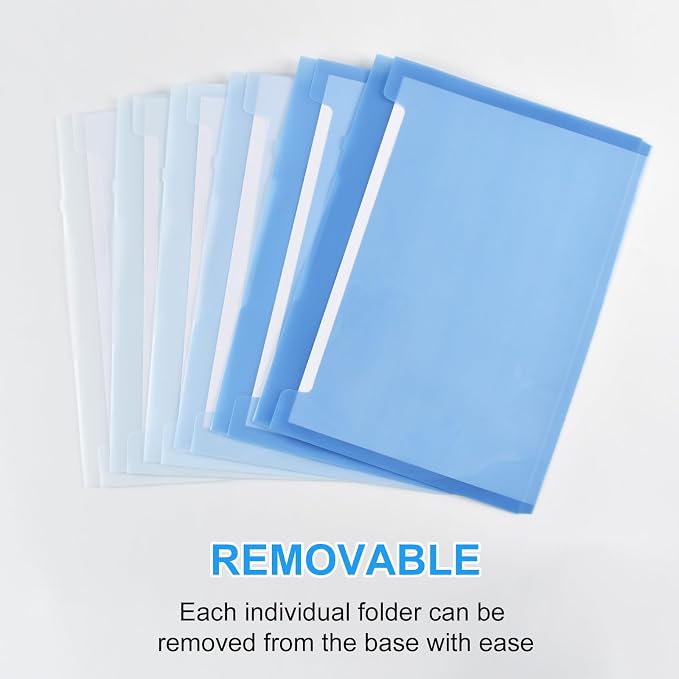 Wall File Organizer 6 Pocket, Hanging Wall File Organiser for Classrooms and Offices, 6 Removable Poly Hanging File Folders Black/Blue