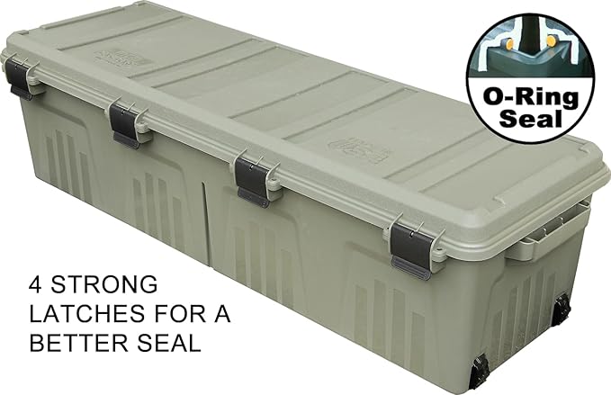MTM MGC - The Mule Mobile Gear Crate, Storage for Hunting & Outdoor Gear, Shooting Supplies, Camping Accessories, Water-Resistant, Stackable, 81 Qts Capacity, 43.5”x14.7”x11.5”, USA Made, Army Green