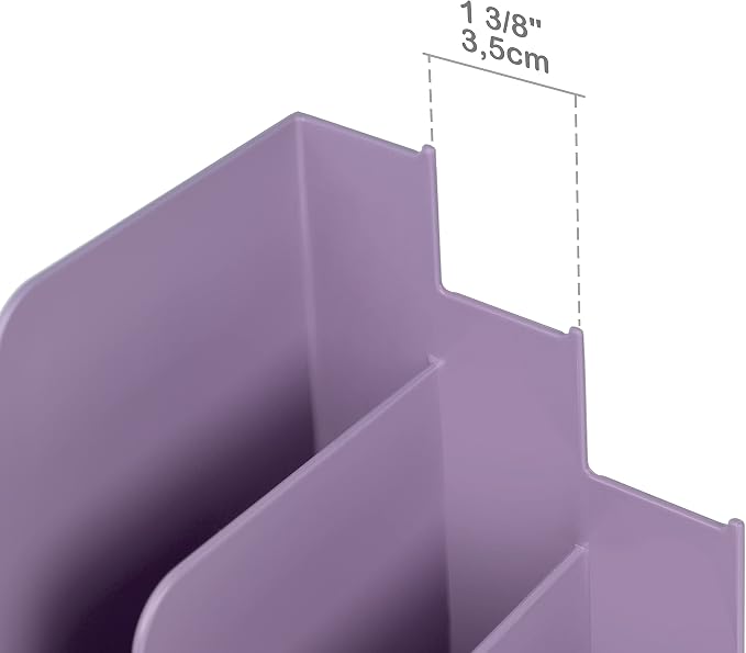 Acrimet 3-Tier Horizontal Hanging File Folder Holder Organizer, Letter Size, Ladder-Style, Open-Top Plastic File Box for Office, Home & School, Solid Purple