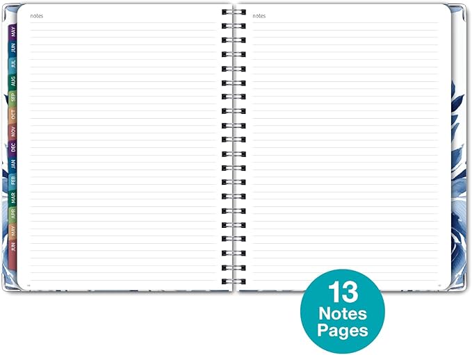 HARDCOVER Academic Year 2026-2027 Planner: 14 Months (May 2026 Through June 2027) 8.5"x 11" Daily Weekly Monthly Planner Yearly Agenda. Bookmark, Pocket Folder and Sticky Note Set (Blue Bloom)