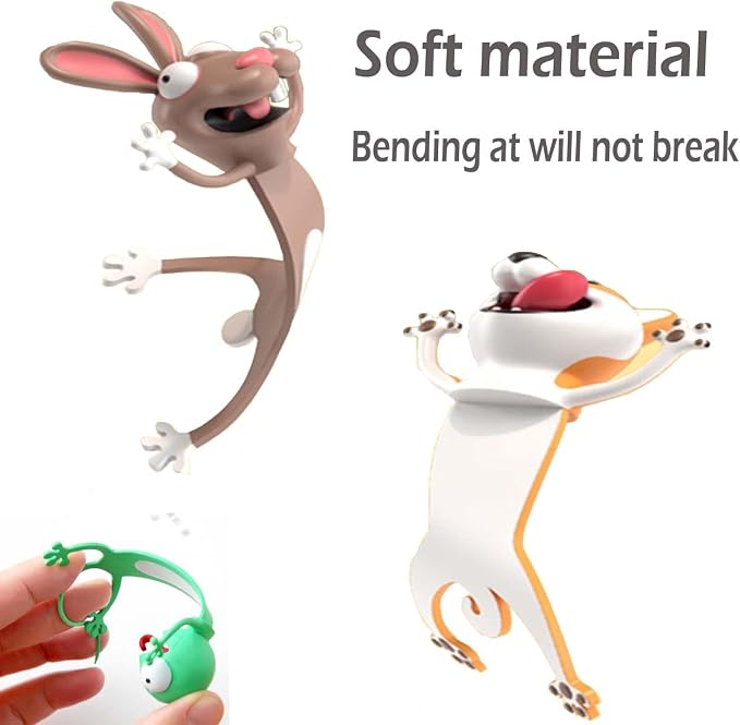 3D Cartoon Animal Book Marks，Funny Cute Pretty Unique Bookmark for Kids, Boys, Girls, Students and Reading Lovers (Gecko)