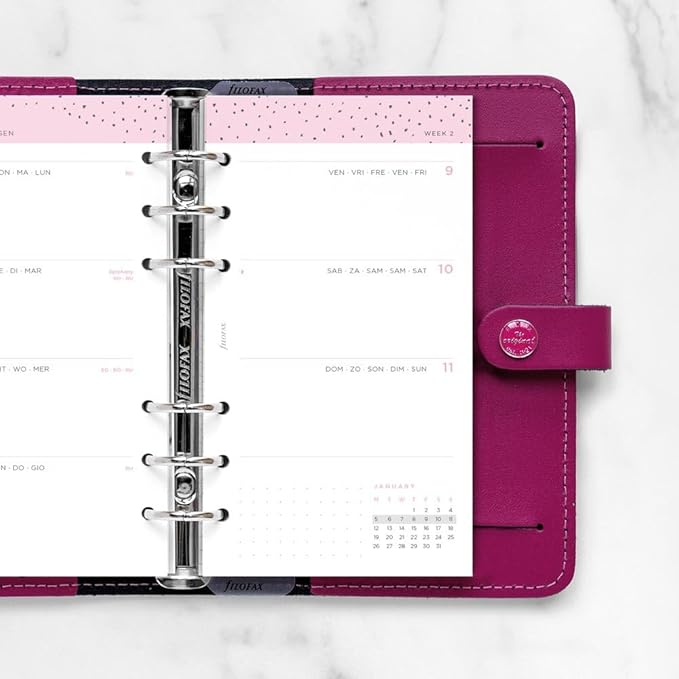 Filofax Calendar Diary Refill, Personal/Compact Size, Week-to-View, Confetti Minimal Diary Pack, Multilingual: Five Languages, 2026 (C68491-26)