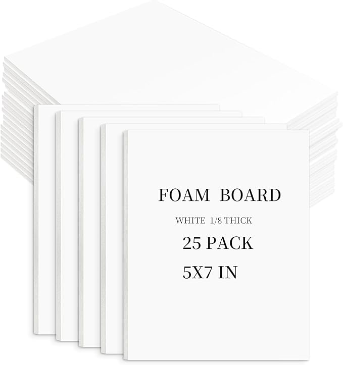 Golden State Art White Foam Boards 25 Pack 5x7 Foam Core Board 1/8" Thick Acid Free Foaming Poster Board for Modeling, Billboard, Projects, Paintings and Display