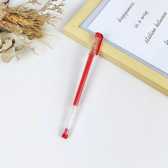 Gel Pens, 0.38mm Ink Pens Smooth Writing Pens, Quick Dry Ink Pens, Set of 10 (Red)