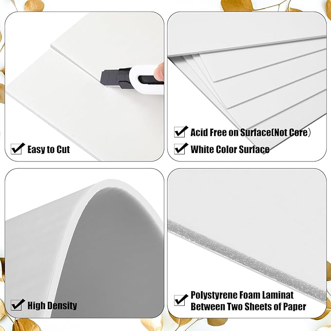 Frienda Foam Boards Thickness Foam Poster Boards for Presentation Board for School Crafts Office Art Projects(18 x 24 Inch,White,50 Pack)