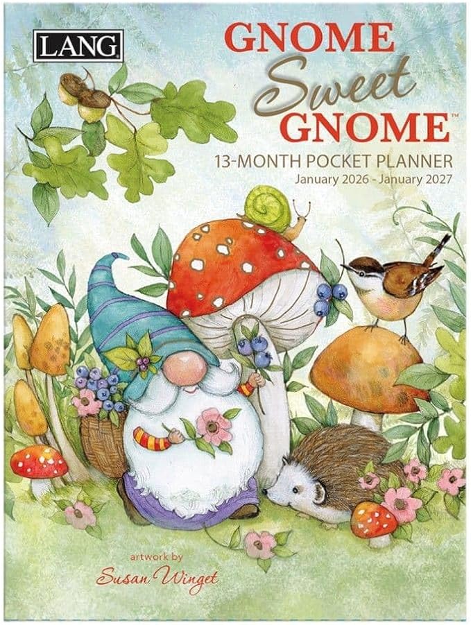 Lang, Gnome Sweet Gnome 2026 Pocket Planner, 4.9'' X 6.6'', Weekly Calendar with Spiral Binding