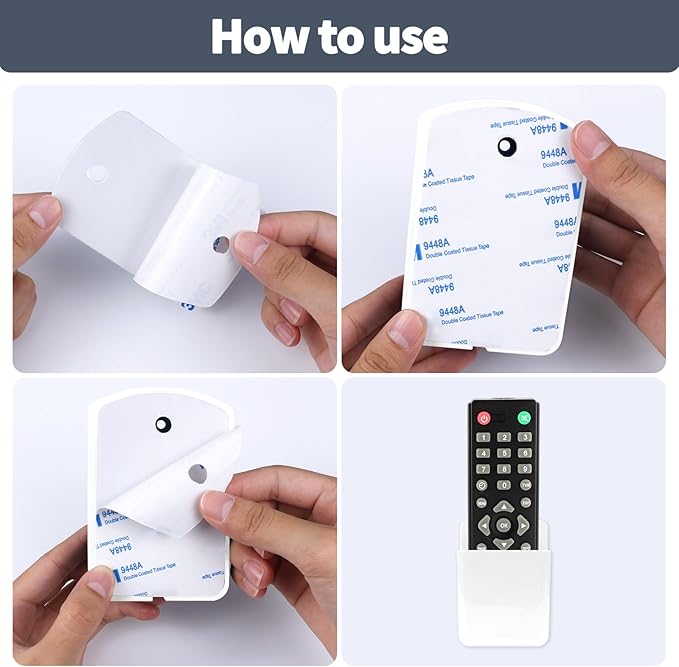 2 PCS Remote Control Holders Wall Mount, Self Adhesive TV Air Conditioner Remote Control Holder, Wall Mount Storage Box Organizer Wall Pen Holder Storage for Home Office School