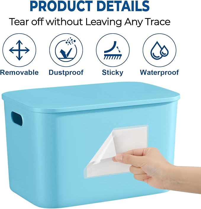 MaxGear 3" x 5" Index Card Holder, 24 Pack Labels for Storage Bins, Clear Adhesive Pockets with Top Open Loading, Plastic Label Holders Tote Bag Labels Stickers for Organizing Library Card Shelves