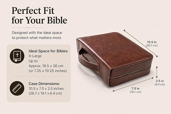 KREDOS Premium Bible Cover - Vintage Crazy Horse Style PU Leather Case for Men & Women - Large Minimalist Bible Holder & Christian Gifts - Fits Study Accessories, Notebook, Markers & Highlighters