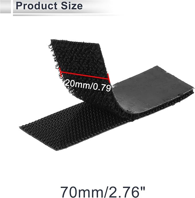 10 Pcs Universal Hook and Loop Tape Adhesive Back Double Sided Sticky-Back Home Office Phone Mount Adhesive Tape 0.79" x 2.76" Black