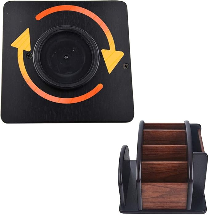 Belee Wooden Revoling Office Supply Caddy Desk Pencil Holder Storage Wood Spinning Desktop Organizer Remote Control Supplies Storage Rack(360 carousel)