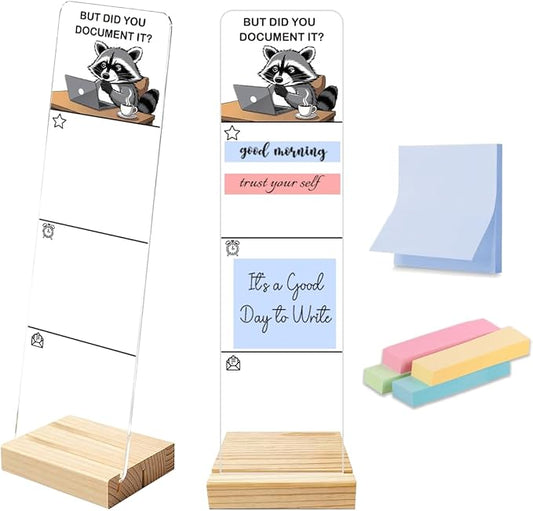 But Did You Document It Office Raccoon Decor Sticky Note Holder, Funny Office Monitor Memo Board Decorations for Shelf Office Desk Accessories Raccoon Gifts