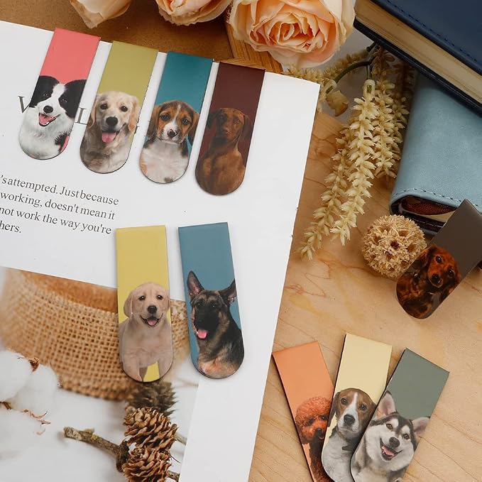 Magnetic Bookmarks - 15PCS Cute Magnet Bookmark Clips for Women, Men, Kids & Teachers - Pet Dogs Design