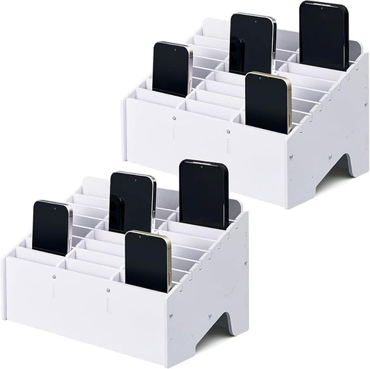 Ctosree 2 Pcs Classroom Cell Phone Holder, Cellphone Decor Storage Box for Students Management Calculator Phone Organizer Box for School Office Shelf(11.81 x 6.69 x 7.09 Inch)