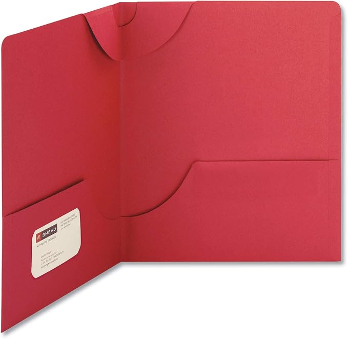 Smead Lockit Two-Pocket Heavyweight Folder, Letter Size, Red, 25 per Box (87980)