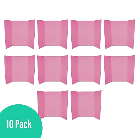 Flipside Products 36” x 48” Project Boards for Presentations, Science Fair, School Projects, Event Displays and Trifold Picture Board, Proudly Made in USA - Pink - 10 Pack