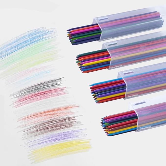 3PCS Mechanical Pencil Set 2.0mm 2B Refillable Auto Pencils Built-in Sharpener 1 Box (36 Color Leads) 1 Eraser Smooth Writing & Drawing Tools for Artists, Office & School Supplies Sketching Drawing