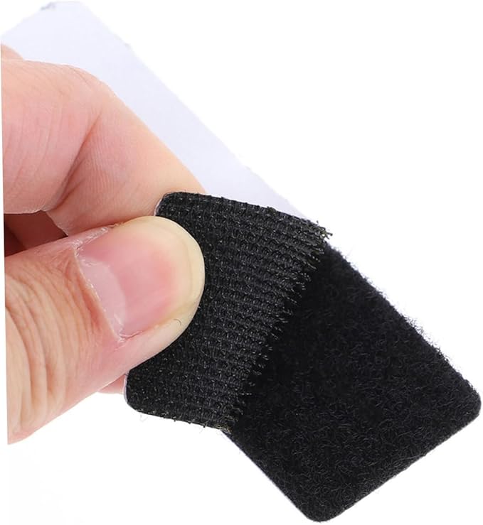 BESTOYARD 20pcs Self-Adhesive Hook and Loop Tape High-Temperature Resistant Nylon Fastener Strips for DIY Crafts Reusable Double-Sided Sticky Interlocking Tape Black Corners
