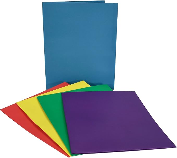 School Smart 2-Pocket Folders, Assorted Colors, Pack of 25 - 084900