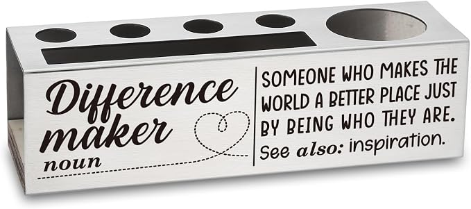 YODOCAMP Difference Maker Stainless Steel Pencil Holder for Teacher Desk, Thank You Appreciation Gift for Teacher, Uplifting Desk Organizer for Colleague, Desktop Decor for Office, Graduation TZC174