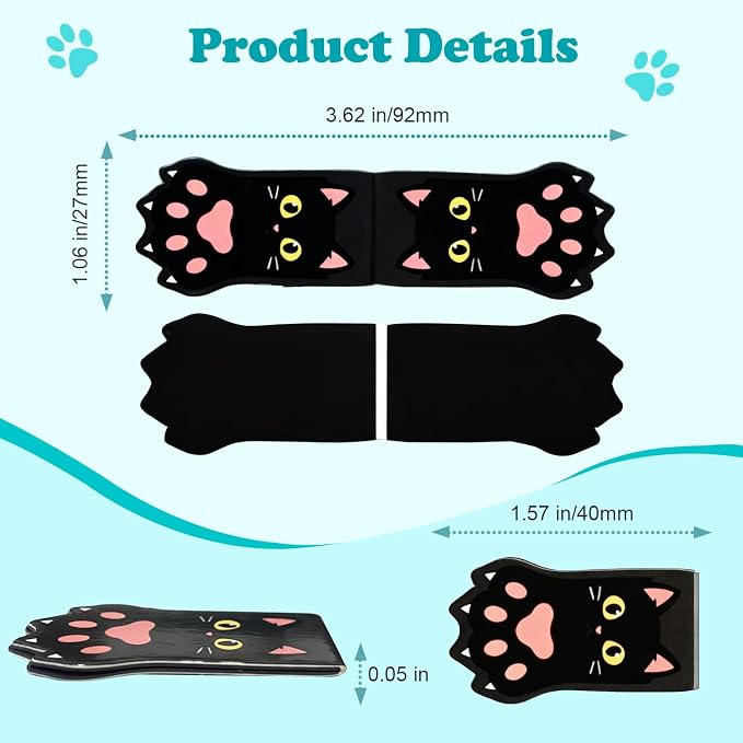 10PCS Kawaii Cat Paw Magnetic Bookmarks with, Adorable Cat Face Page Holders, Funny Reading Accessories for Teachers Book Lovers Office Gifts，Unique Gifts for Women(Mixed Colors)