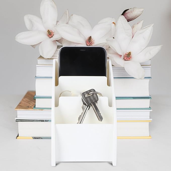 Ipetboom Office Storage Bins Desk Supply Organizer White Remote Control Storage Box
