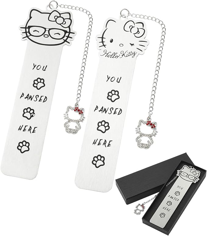 Cartoon Anime Cat Metal Bookmark,Cute Kawaii Reading Bookmark,Christmas Unique Gifts for Women Book Lovers