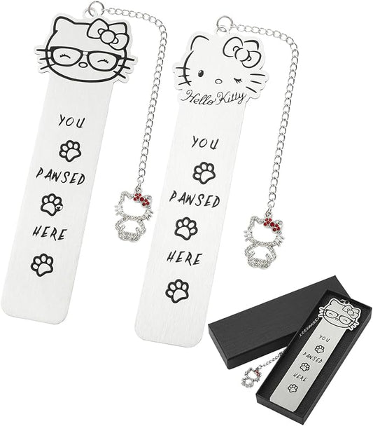 Cartoon Anime Cat Metal Bookmark,Cute Kawaii Reading Bookmark,Christmas Unique Gifts for Women Book Lovers