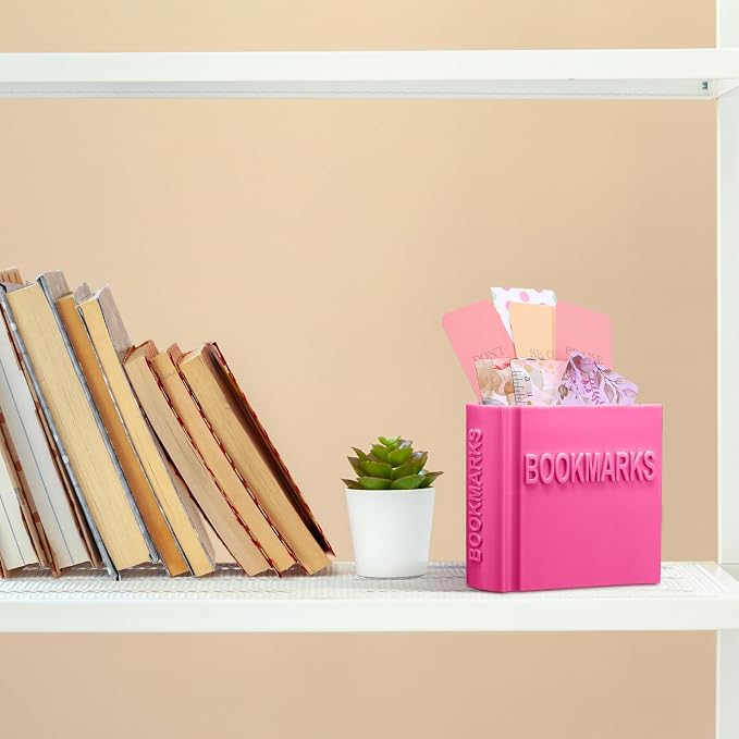 Honeydak 3D Printed Book Shaped Bookmark Holder Book Lover Gift Bookish Accessory Office Desk Supplies Funny Bookmark Accessories End of Year Gift for Teacher (Rose Red)