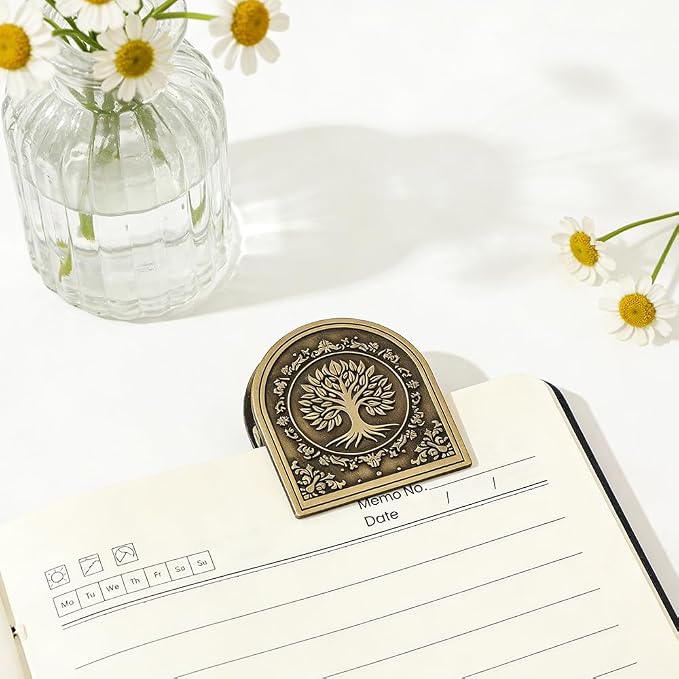 Vintage Fantasy Metal Bookmark Clip, Tree of Life/Rose/Flying Dragon Journal Clip,Traveler's Notebook Accessories, an Ideal Gift for Book Lovers and journaling Enthusiasts (Tree of Life)