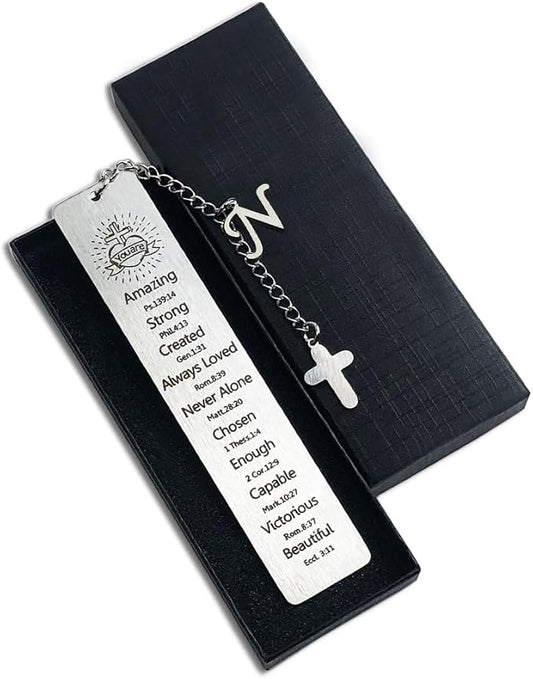 Bible Bookmark for Women Book Lovers Sister Christian Book Marker Gifts for Reader Teens Girls Baptism Birthday Christmas Gift for Coworker Students Bookish Easter Gifts (Silver-N)