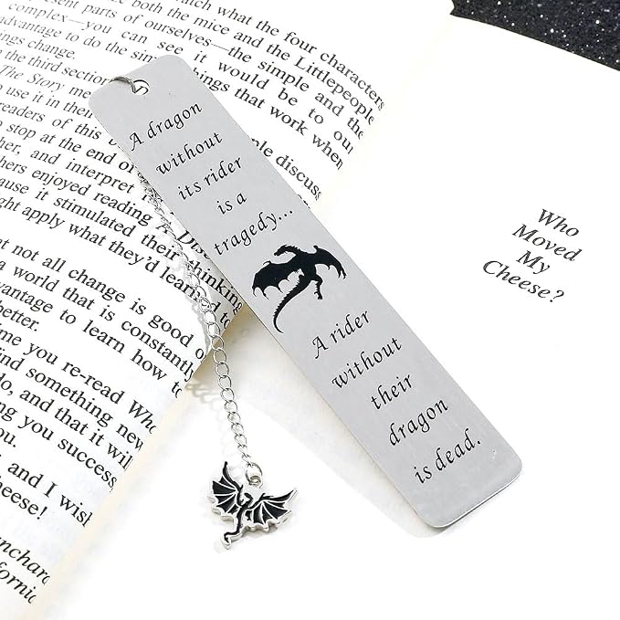 Dragon Metal Bookmarks Set, Fourth Wing Stainless Steel Bookmark with Charm, Book Mark for Reading Women and Men, Book Accessories for Book Lover (Style 2)