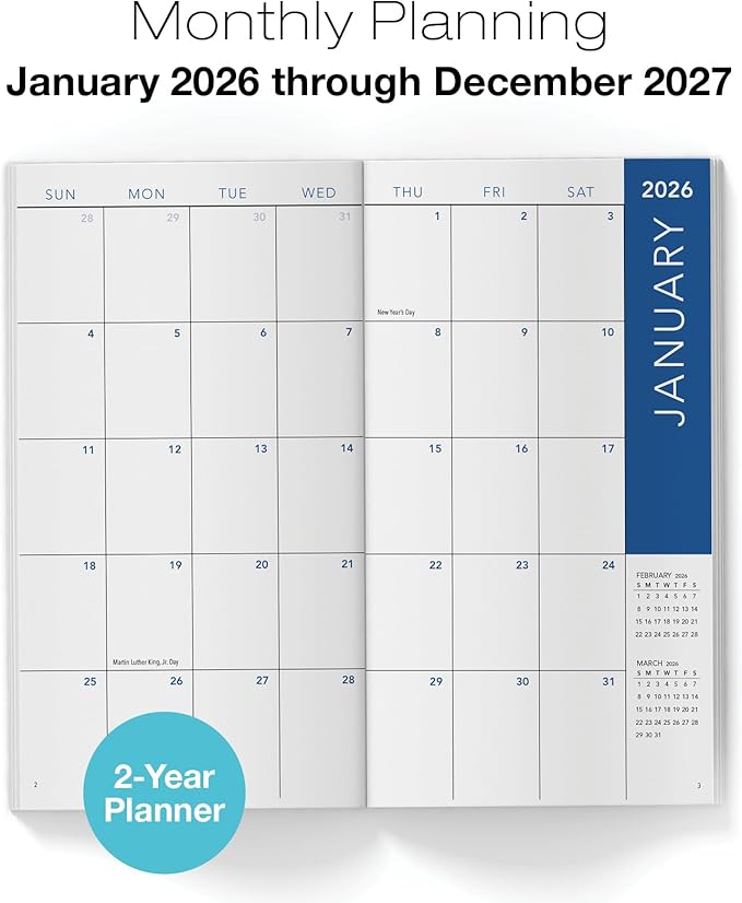 2-Year Monthly Pocket Planner/Pocket Calendar, 3.5"x6.5", 2026-2027: Weekly Planner/Weekly Agenda/Monthly Calendar Organizer (Pink Purple Marble)