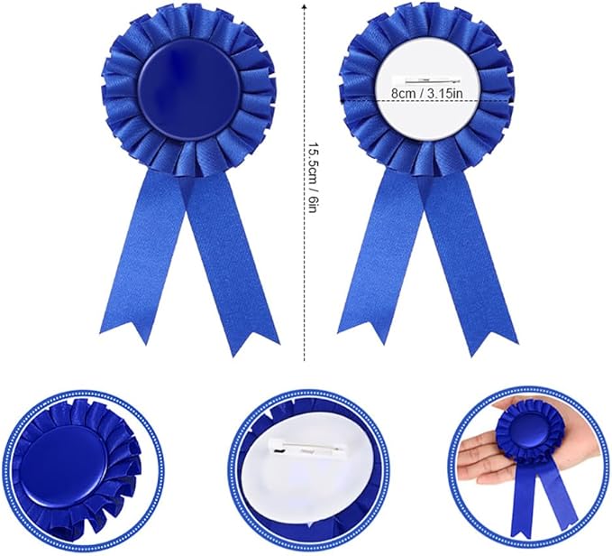 6 Pcs Award Rosette Ribbons Blank Prize Ribbons Medal Winner Ribbons Participation Victory Ribbons Recognition Competition Ribbons Black