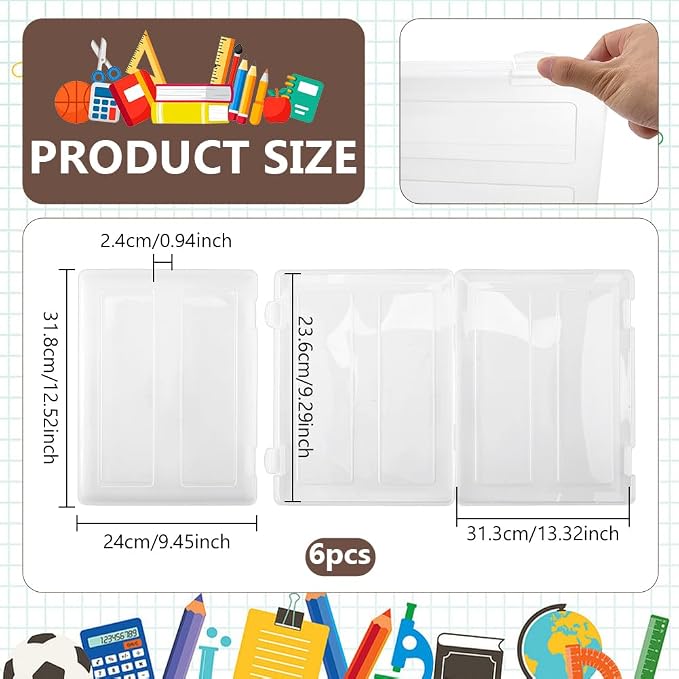FINGERINSPIRE 6 Pcs Plastic A4 Paper Box File Storage Box 9.29x12.32 inch Inner Diameter Portable Project Case Clear Plastic Document Magazine Organizer Box for Office Home School Supplies Accessories