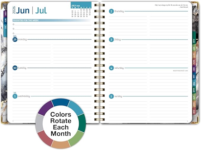 HARDCOVER Academic Year 2026-2027 Planner: 14 Months (May 2026 Through June 2027) 8.5"x 11" Daily Weekly Monthly Planner Yearly Agenda. Bookmark, Pocket Folder and Sticky Note Set (Black Gold Marble)