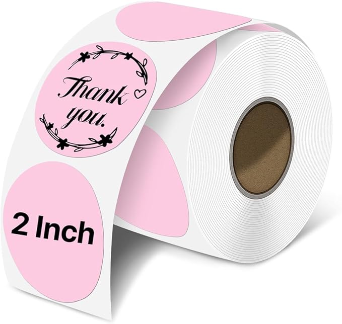 iEager 2 Inch Round Thermal Labels, Circle Thermal Printer Stickers, Durable Circular Label Printer Sticker for Business, Logo, Gift, 500 Labels/Roll, Pink