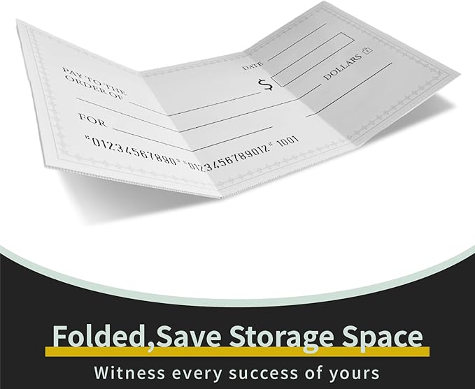 30 x 16 Inches Foldable Giant Check for Presentations, Dry Erase Big Blank Check, Large Fake Check, Oversized Checks for Fundraisers, Prizes, Awards,Retirement, Charity & Donation Events(White)