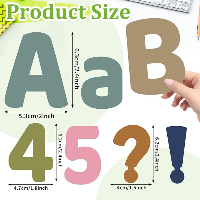 5 Inch Bulletin Board Letters Alphabet Numbers Combo Set Boho Punctuation Letter Cutouts for Bulletin Board Classroom Wall Display Home Decor