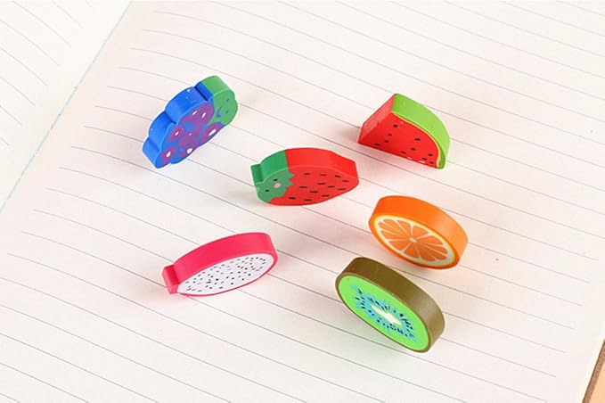 ALIMITOPIA 60pcs Rubber Eraser Cute Fruits Styling Pencil Eraser for Children Study Supplies