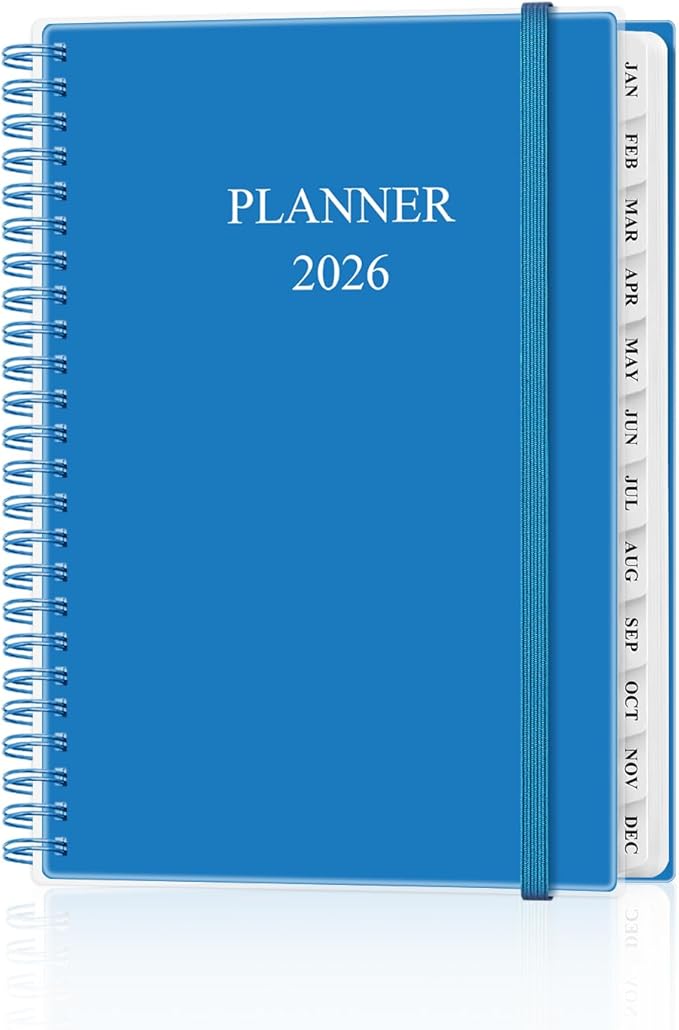 Planner 2026 - Weekly & Monthly Planner from January 2026 to December 2026, Agenda 2026 with Inner Pocket, Elastic Band, 6.4" x 8.5", Blue