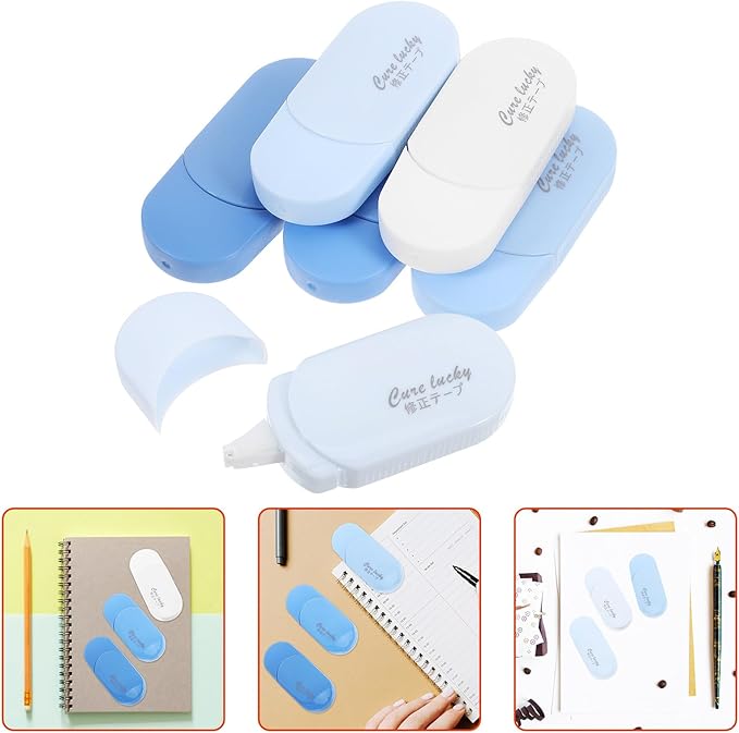 Correction Tape 6pcs Set Blue Gradient Student School Stationery Wide Roller Tape for Writing Error Correction Office Supplies