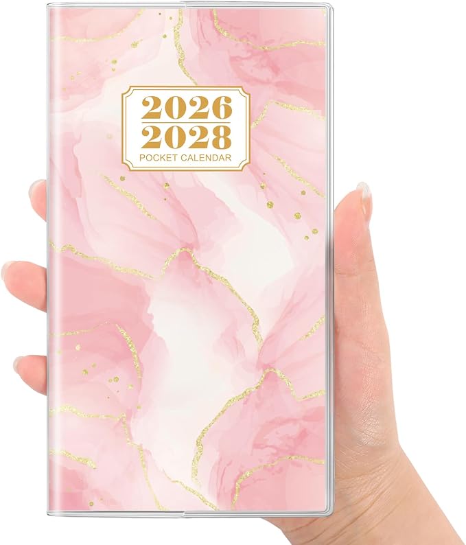SKYDUE Pocket Calendar 2026-2028, Pocket Monthly Planner Jul 2026 - Dec 2028 for Purse, 6.7" X 3.8" 30-Month Small Planner, Academic Year Calendar, Compact Design with Plastic Sleeve