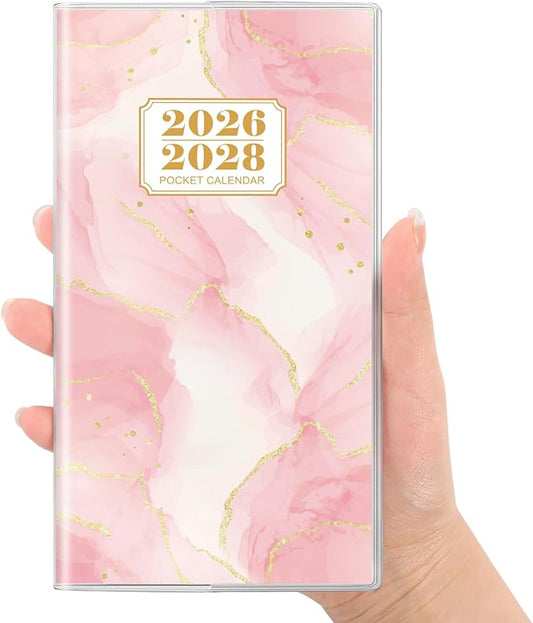 SKYDUE Pocket Calendar 2026-2028, Pocket Monthly Planner Jul 2026 - Dec 2028 for Purse, 6.7" X 3.8" 30-Month Small Planner, Academic Year Calendar, Compact Design with Plastic Sleeve