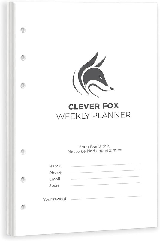 Clever Fox Weekly Planner Binder Refills – 12-Month Planner Page Refill Set - Planner for Time Management & Weekly Tasks – Work & Life Organizer with To Do List – Undated A5 Pages
