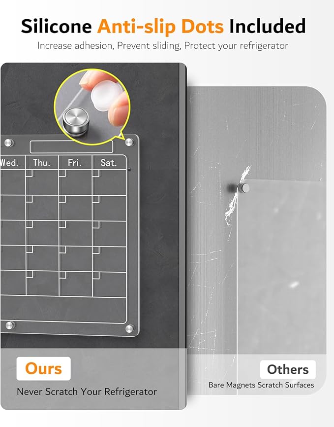 Magnetic Acrylic Calendar for Fridge,3 Pack 11"x15" Clear Fridge Calendar Dry Erase Planning Boards Set Includes 6 Colorful Highlight Markers,Magnetic Pen Holder and Erase Towel