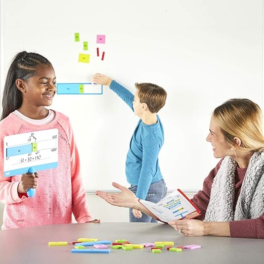 hand2mind - 92433 Magnetic Foam Math Percent Bar and Dry Erase Boards for Kids, Learn Percentages and Percent Proportions, Colorful Math Manipulatives for Percents, Homeschool Supplies (Set of 4)