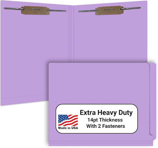 Lavender File Folders, Doctor Stuff, Letter Size Reinforced End Tab Folder with 2" Bonded Fastener on Inside Front and Back, 14 pt Stock, Carton of 250