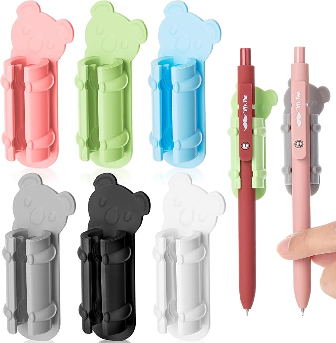 Mr. Pen- Adhesive Pen Holders, 6 Pack, Colorful Koala Shaped Silicone Pen Holder for Wall, Pencil Clips Compatible with 0.27"-0.79" Pencils, Markers